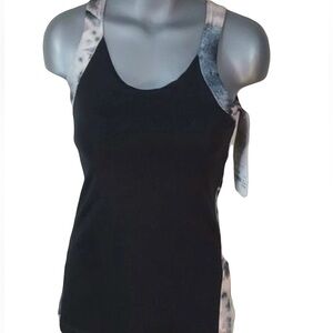 Lucy Sun Salutation Bra Top Black w/ Tie Dye Print Size S NWT